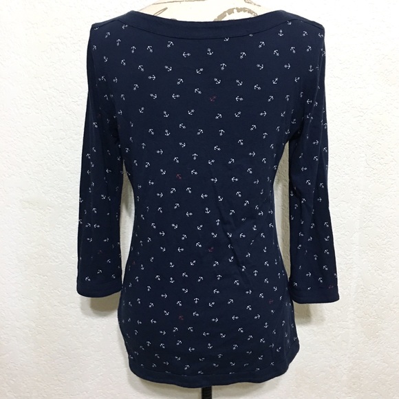 TOMMY HILFIGER 3/4 SLEEVE ANCHOR PRINT KNIT TOP M - Picture 6 of 8